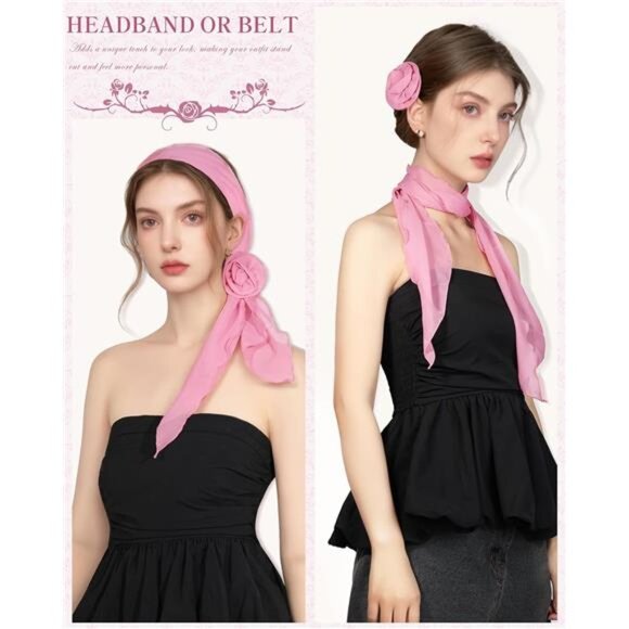 Chiffon Scarf for Women Pink - Picture 3 of 7